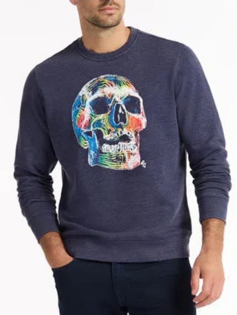 Robert Graham 'Neon Bones' Skull Graphic Sweatshirt- XL